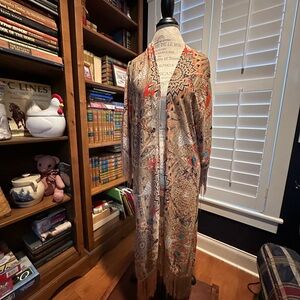 Hayden Beige and Red Patterned Scarf